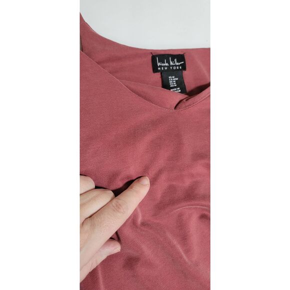 Nicole Miller Sz M Mauve Sleeveless Vneck Shelf Bra Below Knee Dress Soft Stretc - Picture 7 of 7